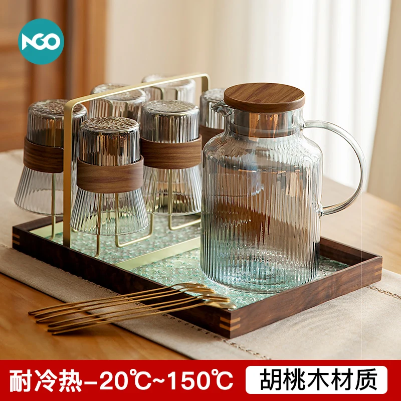 High Appearance Level Large Capacity Cooling Kettle Household Glass High Temperature Drinking Cup Set Cold Kettle Teapot