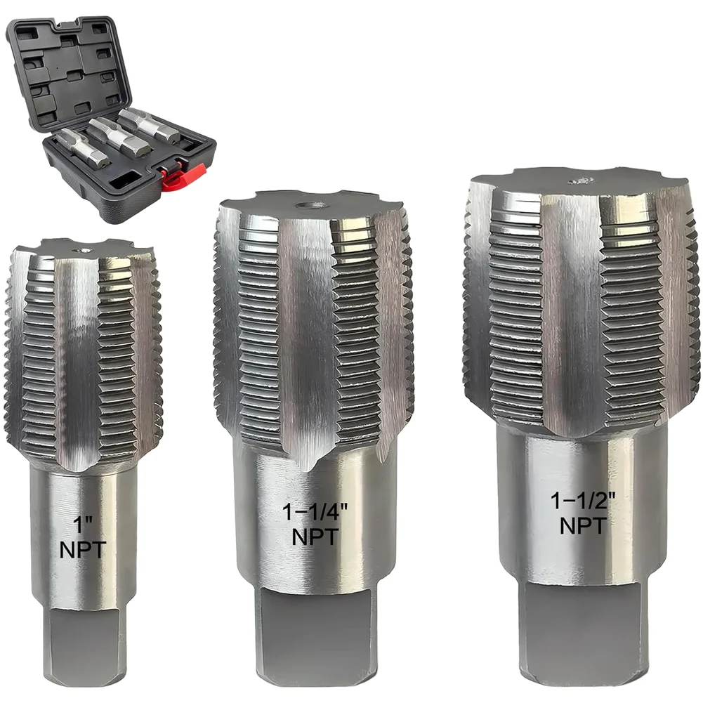5 Piece NPT Pipe Tap Set 1/8 1/4 3/8 1/2 3/4 Inch Thread Repair Tool For Plumbing For Mechanical Work Carbon Steel Hand Tools