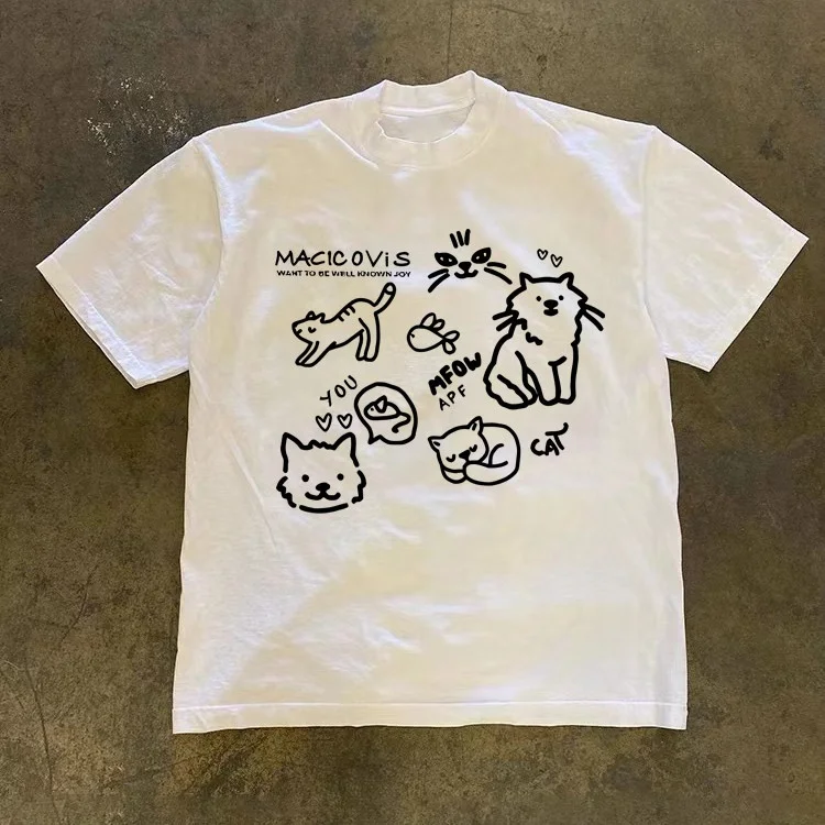 Pure Cotton Short Sleeve T-Shirt Unisex Loose Fit Breathable Summer Casual Wear Double Weave 3A260g American Retro Style