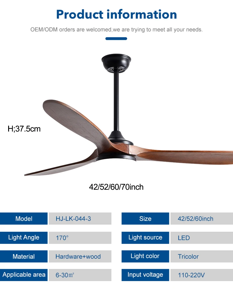 70inch Large Size Wood DC Ceiling Fan Industrial Fans With 24\\W LED Light  And Remote Control Wood Fans For Home Ventilador Tech