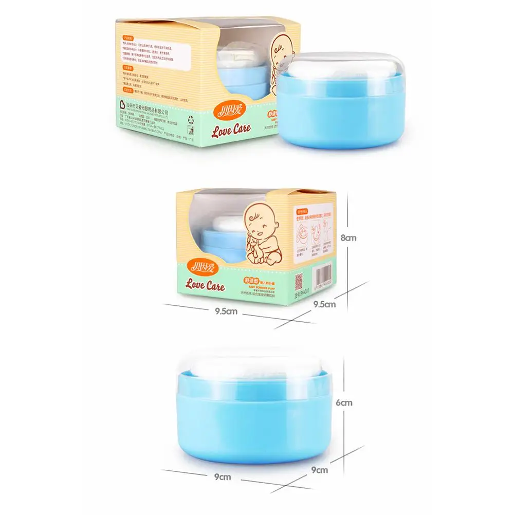 2 ensembles de fond de teint bouffant de poudre en tissu et éponge, pour prendre le bain, Distribution uniforme, dépoussiérage après-bain, conteneur, boîte pour bébé