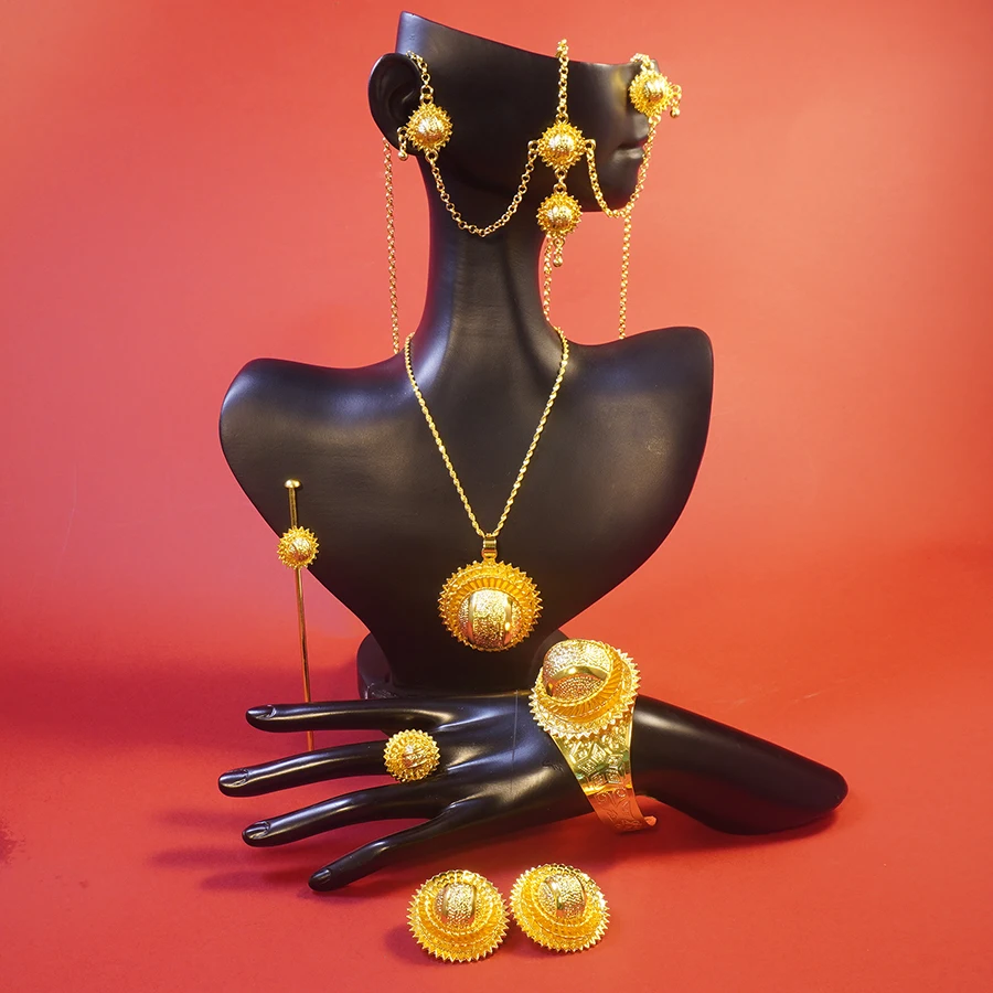 

Ethiopian Jewelry Sets 2025 NEW Design Necklace Earrings Bracelets Ring African Wedding Habesha Eritrea Traditional