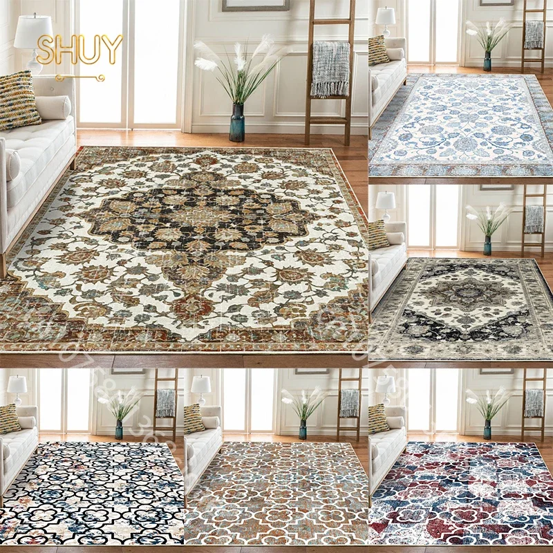 

Retro European Style Carpet Living Room Large Area Luxury Rug Home Decoration Aesthetic Table Sofa Decor Non-slip Washable Mats