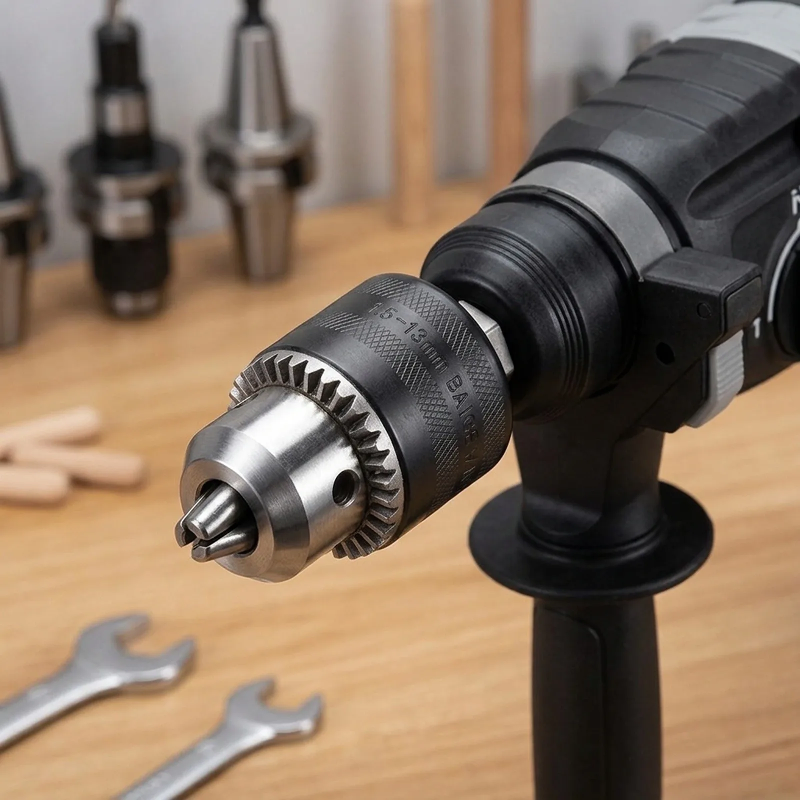 Keyed Three Jaw Design Drill Chuck for Easy Bit Replacement Compatible with Round Shanks and Fits Standard Threads