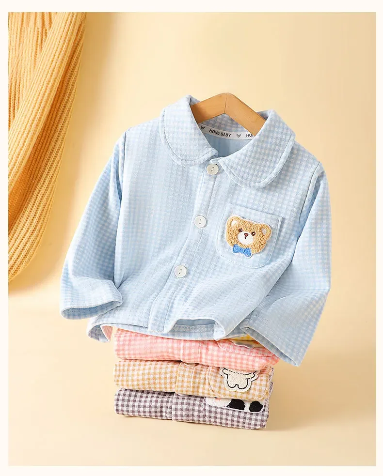 2026 Herbst-Pyjama-Set für Kinder, Lässiges Kariertes Langarm-Hemd mit Revers und Hose, Jugend-Schlafanzug-Bekleidungsset – Detail 14