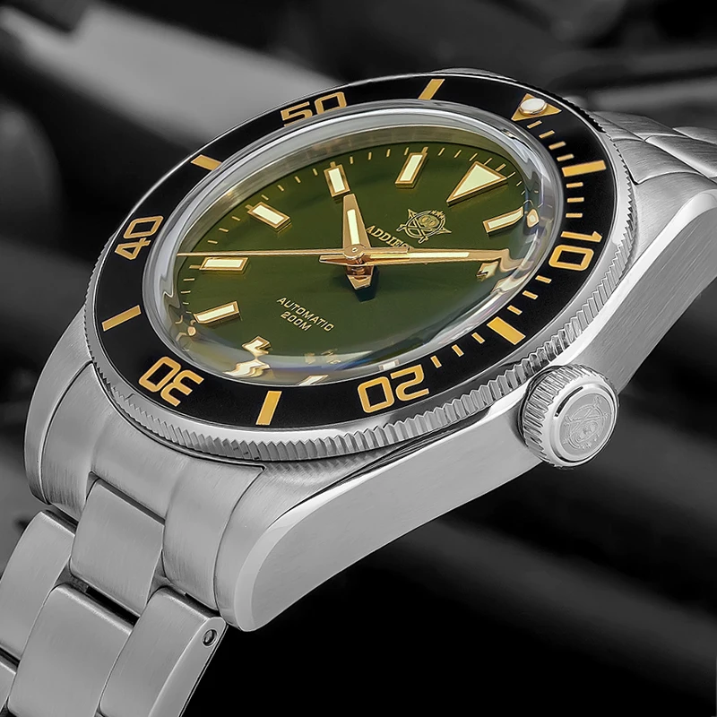 ADDIESDIVE New AD2084 39mm Water Ghost Diver Watch Luxury Sapphire Stainless Steel 20Bar Waterproof Automatic Mechanical Watch
