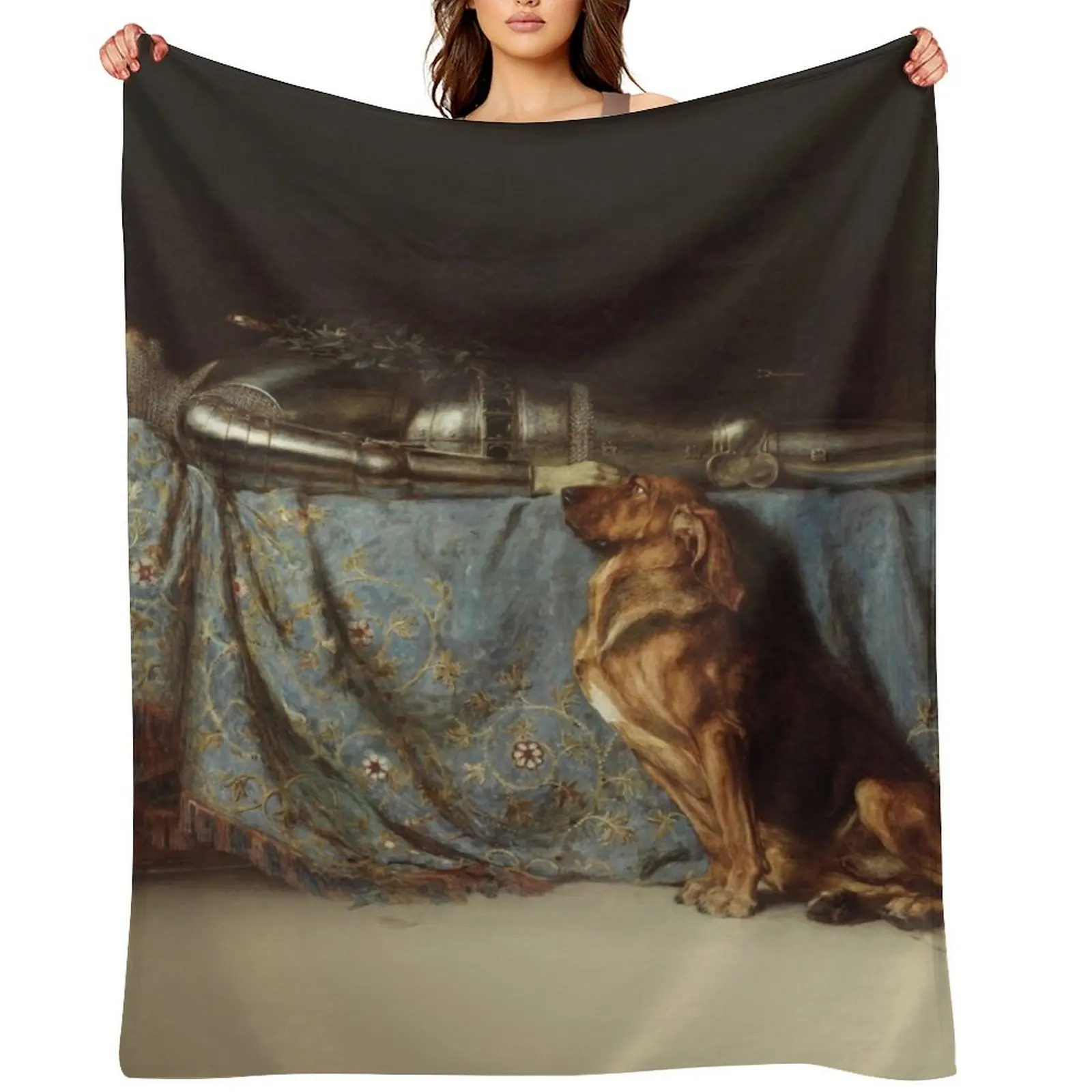 

Requiescat Rest painting by Briton Riviere 1888 The Dog and the Dead Knight HD Throw Blanket Sofa Throw Moving Blankets