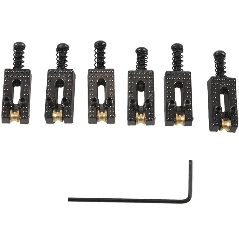 NALFI-18 Roller Bridge Tremolo Saddles With Wrench For Fender Tele Electric Guitar Black