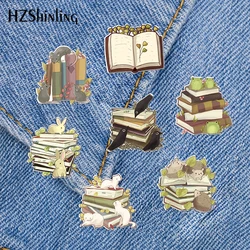 2023 New Old Books and Ferret Acrylic Lapel Pin Animal Love Reading Epoxy Butterfly Clasp Pin Handmade Butterfly Brooch