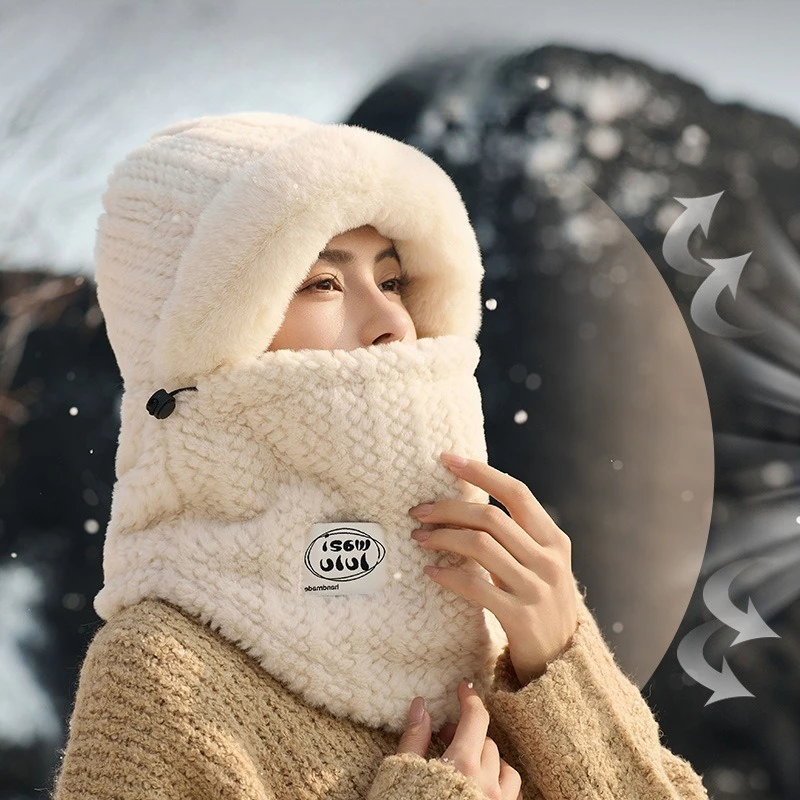 Pasamontañas de invierno para mujer, capucha con forro polar a prueba de viento para deportes al aire libre, ciclismo, esquí, motocicleta