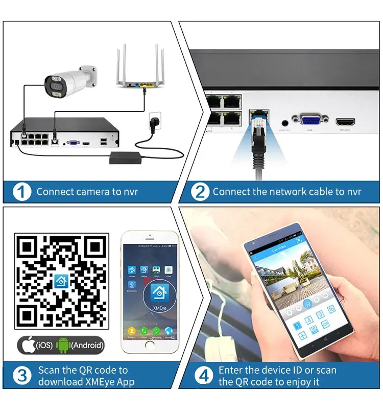 4K 8MP 8CH POE ระบบกล้องเฝ้าระวังวิดีโอชุดกล้องวงจรปิดกลางแจ้ง AI การตรวจจับใบหน้าบันทึกเสียงสีการมองเห็นตอนกลางคืนเอ็กซ์มาย