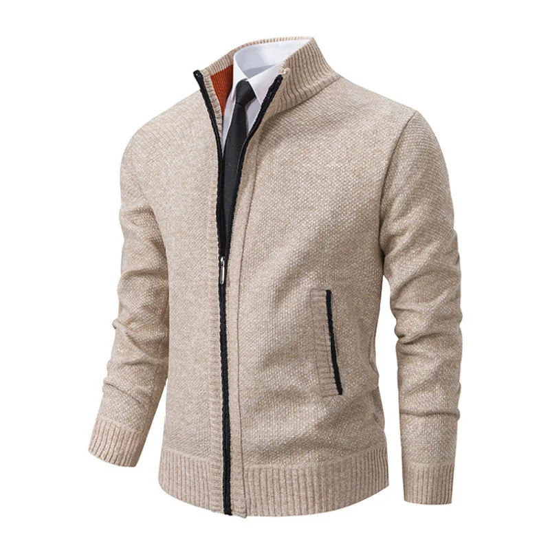 Autumn and Winter Warm Men's Fashionable Standing Collar Casual Cardigan Sweater