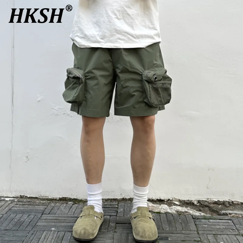 HKSH Summer New Men's Tide Darkwear American Tactical Waterproof Multi Pockets Shorts Casual Loose Streetwear Chic Capris HK1729