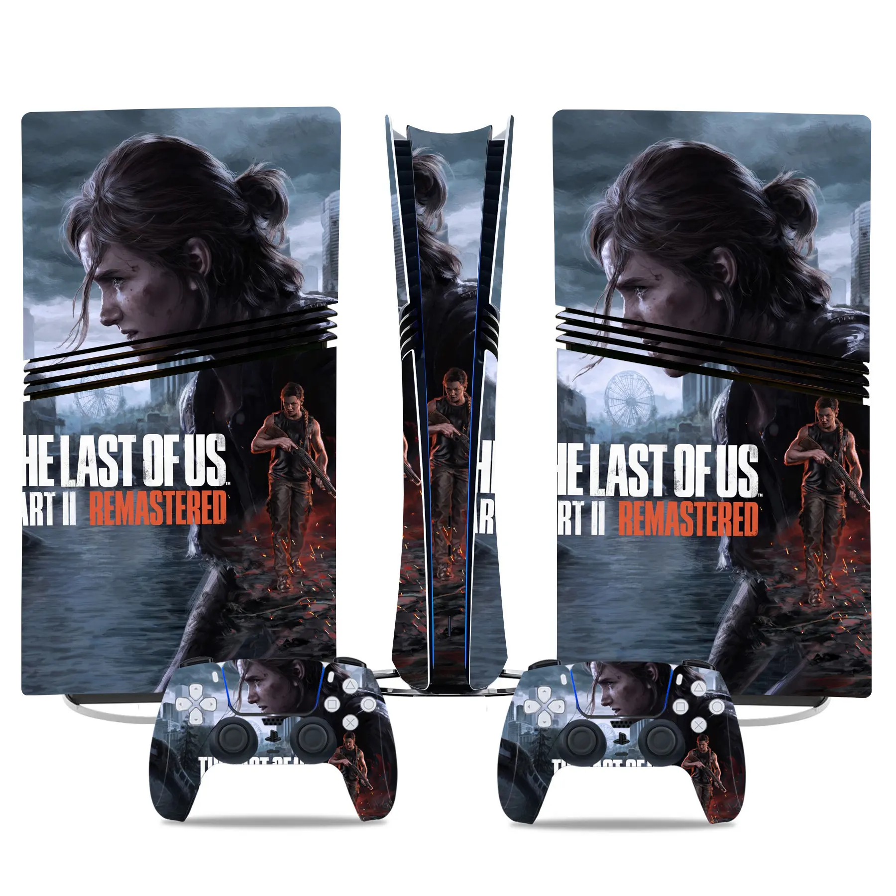 For PS5 Pro: The Last of Us Theme PVC Skin Sticker Set for Console & Controller, Easy Application, No Residue