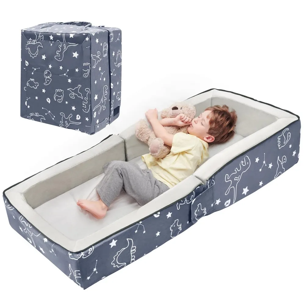 سرير سفر محمول بقدرة إسفنجية للأطفال الصغار، سرير أطفال قابل للغسل مناسب للأعمار من 1 إلى 4 سنوات من Velvet Fabri #1