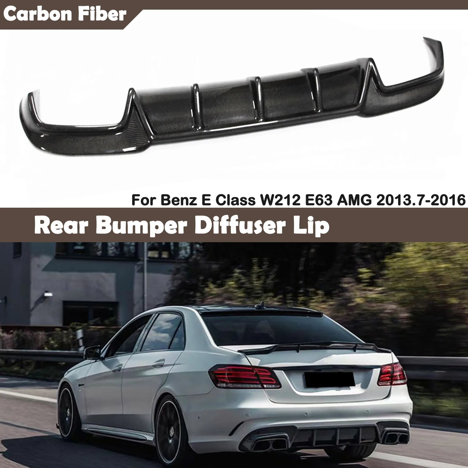 Carbon Fiber Car Rear Bumper Diffuser Lip Spoiler Bracket Exhaust Plate For Mercedes Benz E Class W212 E63 AMG 2013-2016