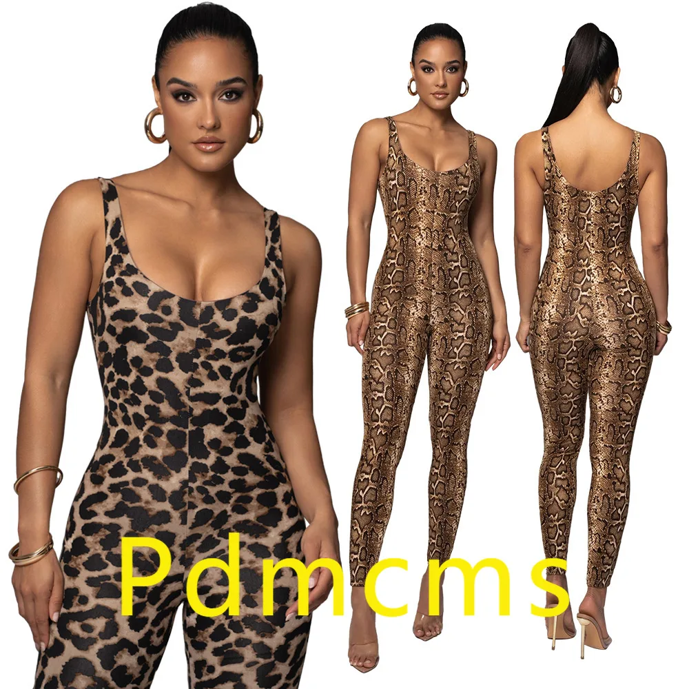 

2025 new Weimeko big U-neck printed jumpsuit European and American fashion women's nightclub wear