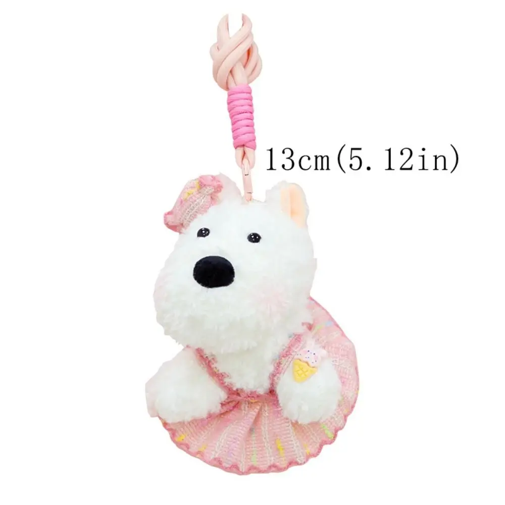 Kawaii relleno West Highland bolsa colgante Animal de dibujos animados Anti-pérdida cachorro llavero lindo colgante llaves Accesorios