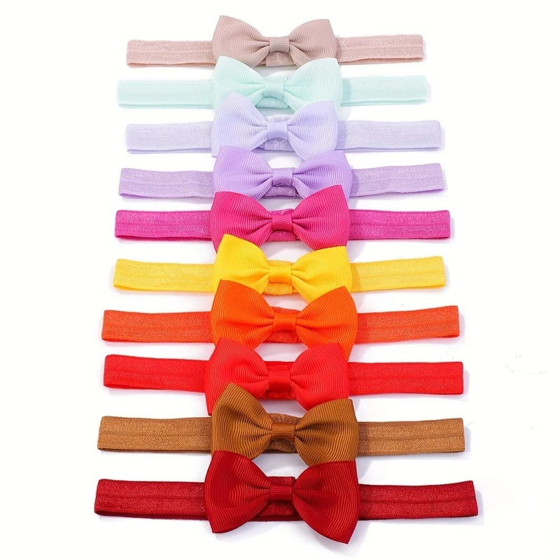 10 Teile/satz Klassische Baby Bögen Stirnband für Mädchen Einfarbig Herbst Winter Band Haarband Infant Headwear Kinder Haar Zubehör – Detail 8