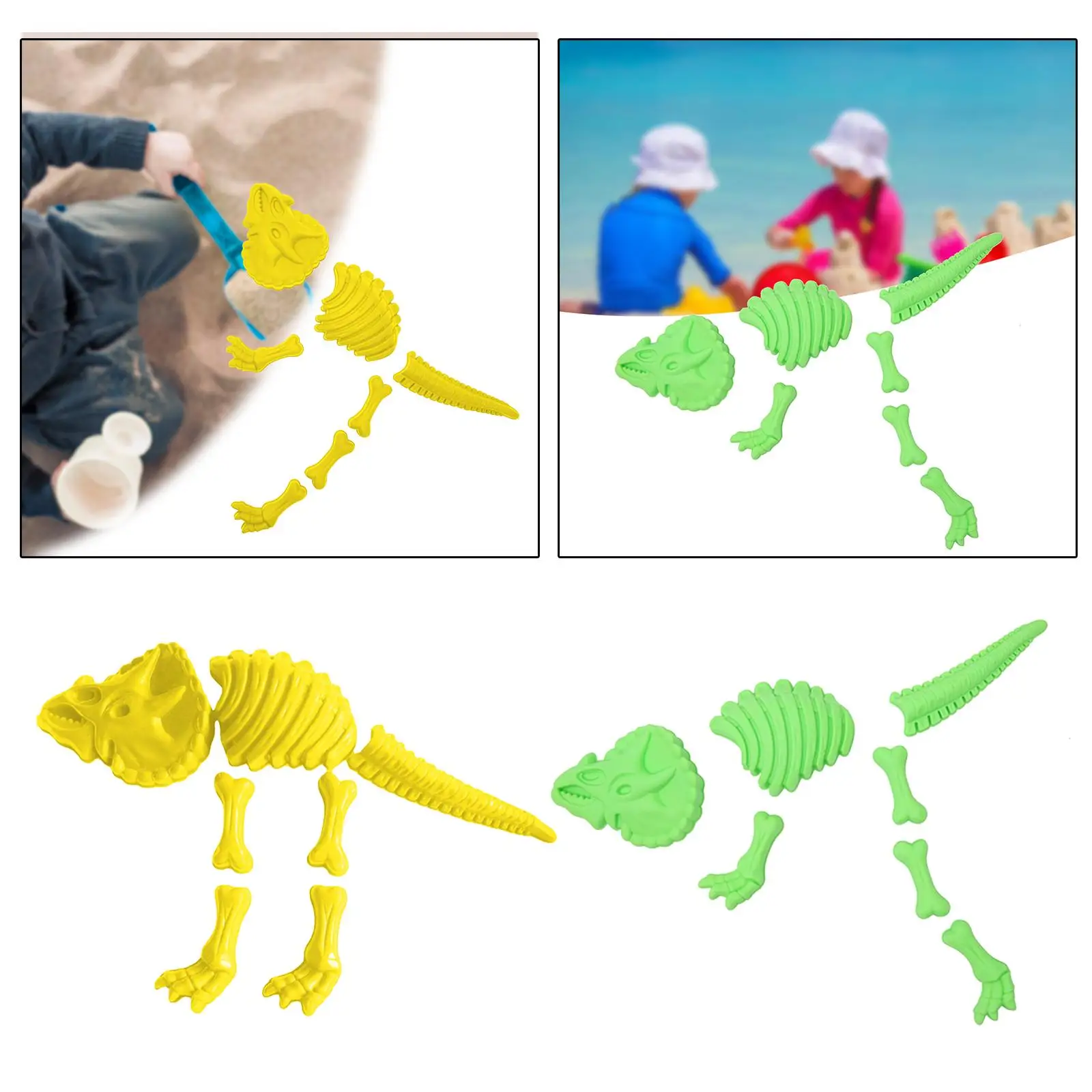 7 Pieces Play Sand Skeleton Dinosaur Toys Outdoor Games Skeleton Beach Toy Set for Children Age 2 3 4 5 6 8 Boys Girls Kids