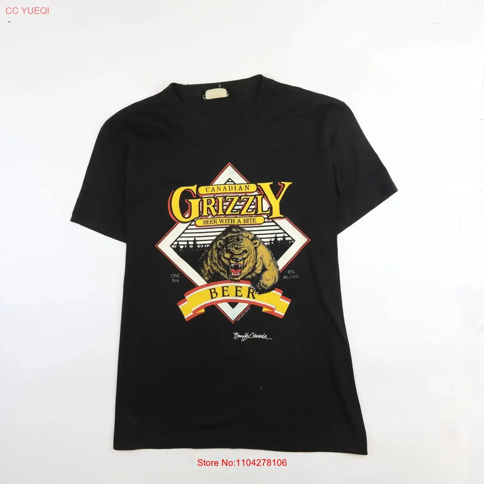Vintage Canadian Grizzly Beer T Shirt Size Large 90s vintage Washed Top For Everyday Wear Stylish Breathable homme Comfortable