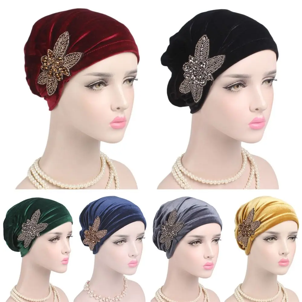 Women Hijab Scarf Islamic Head Wrap Velvet Headbands Soft Bonnet Turban Hat Chemo Cap