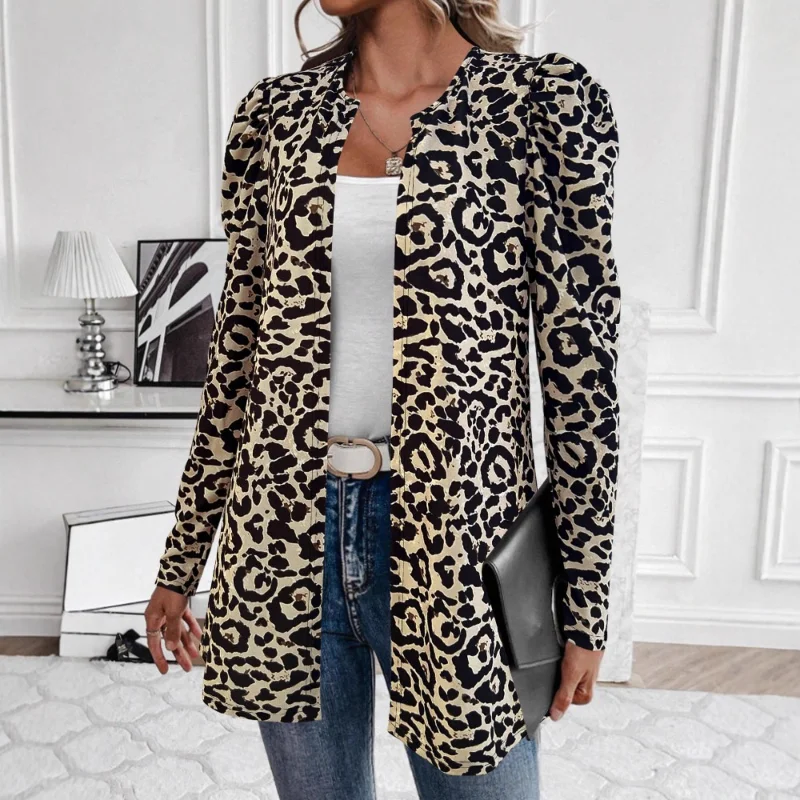 

Autumn and Winter Jackets Women's Fashion High Street Fashion Suits Leopard Print Slim Body Clothes