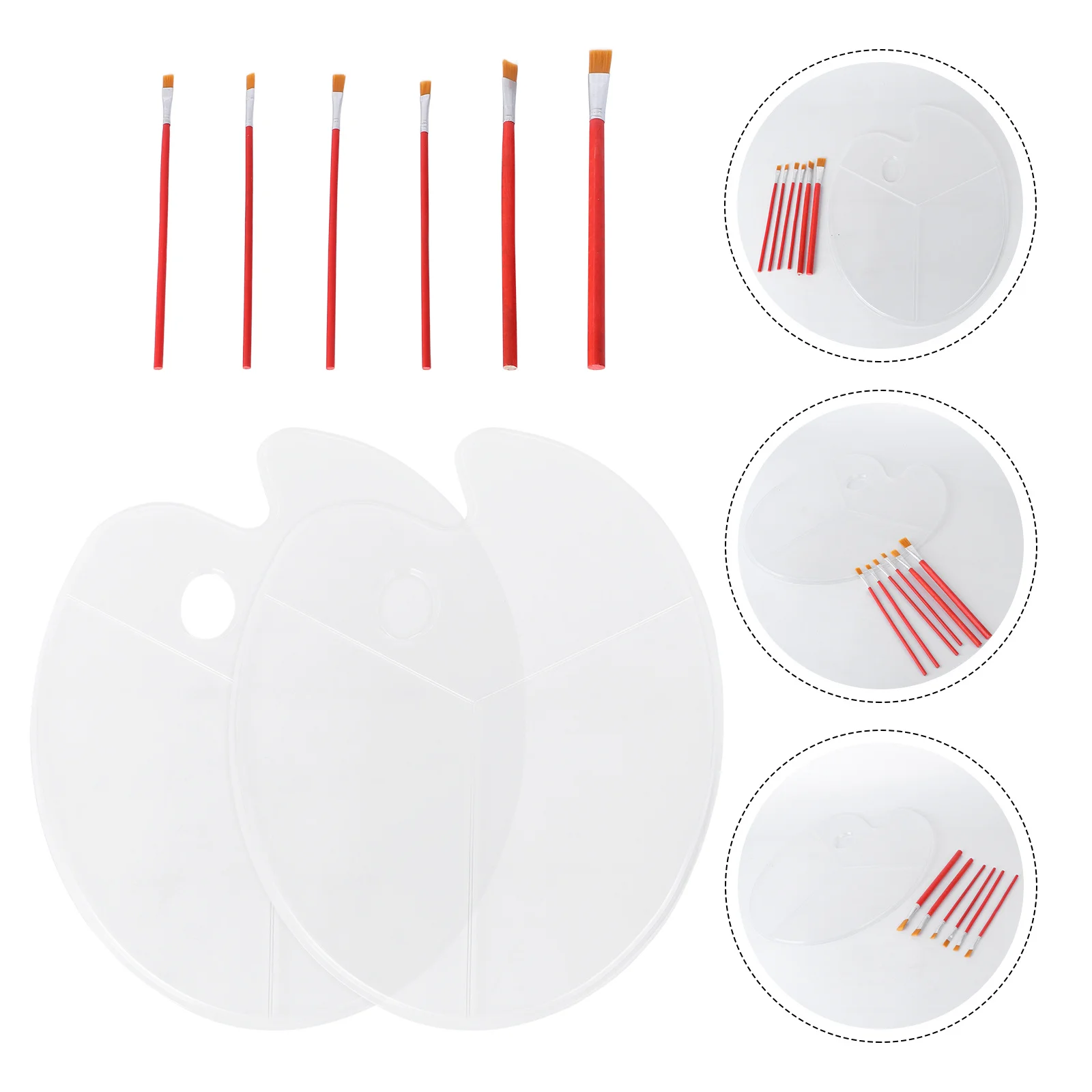 

8Pcs Transparent Acrylic Palettes Thickened Painting Pen Brush Set Durable Safe for Watercolor Gouache Oil Adult Painting