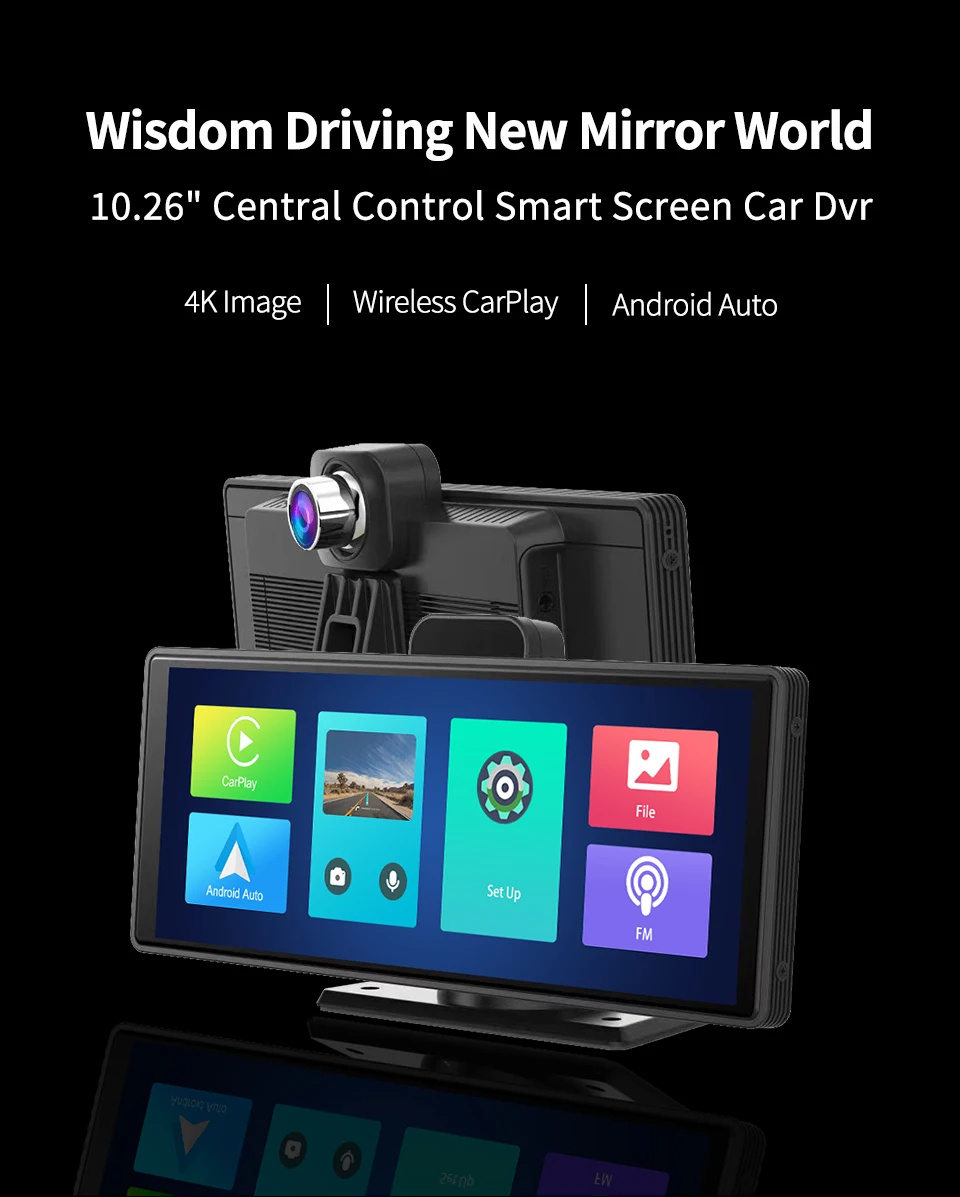10.26 Inch Dvr 4k Dash Cam Dashboard Car Portable Wireless Carplay Android Radio Multimedia Gps Night Vision Dash Camera