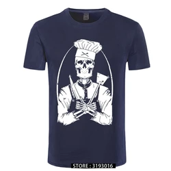 Skull Cook Chef Cooking Novelty Design Men's T Shirt Pure Cotton Printed Fitnees Fashion Tops & Tees Casual Camisas Hombre