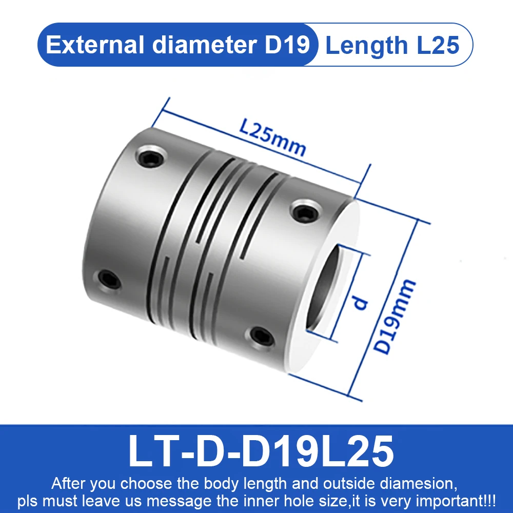 Parallel Line Coupling  LT D19L25Motor Flexible Shaft Coupler Aluminum Alloy Connection Encoder 3D Printer Groove Cardan