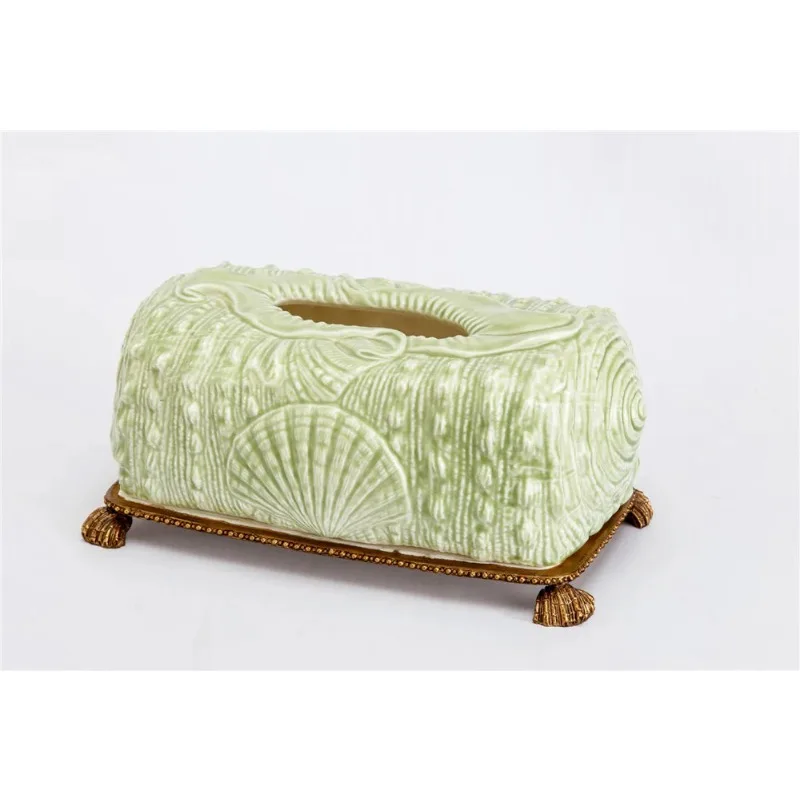 【2026】Crafts Decoration Luxury Home Decoration Hotel Restaurant Decoration 272 * 162 * 130 Brass + Ceramic Tissue Box