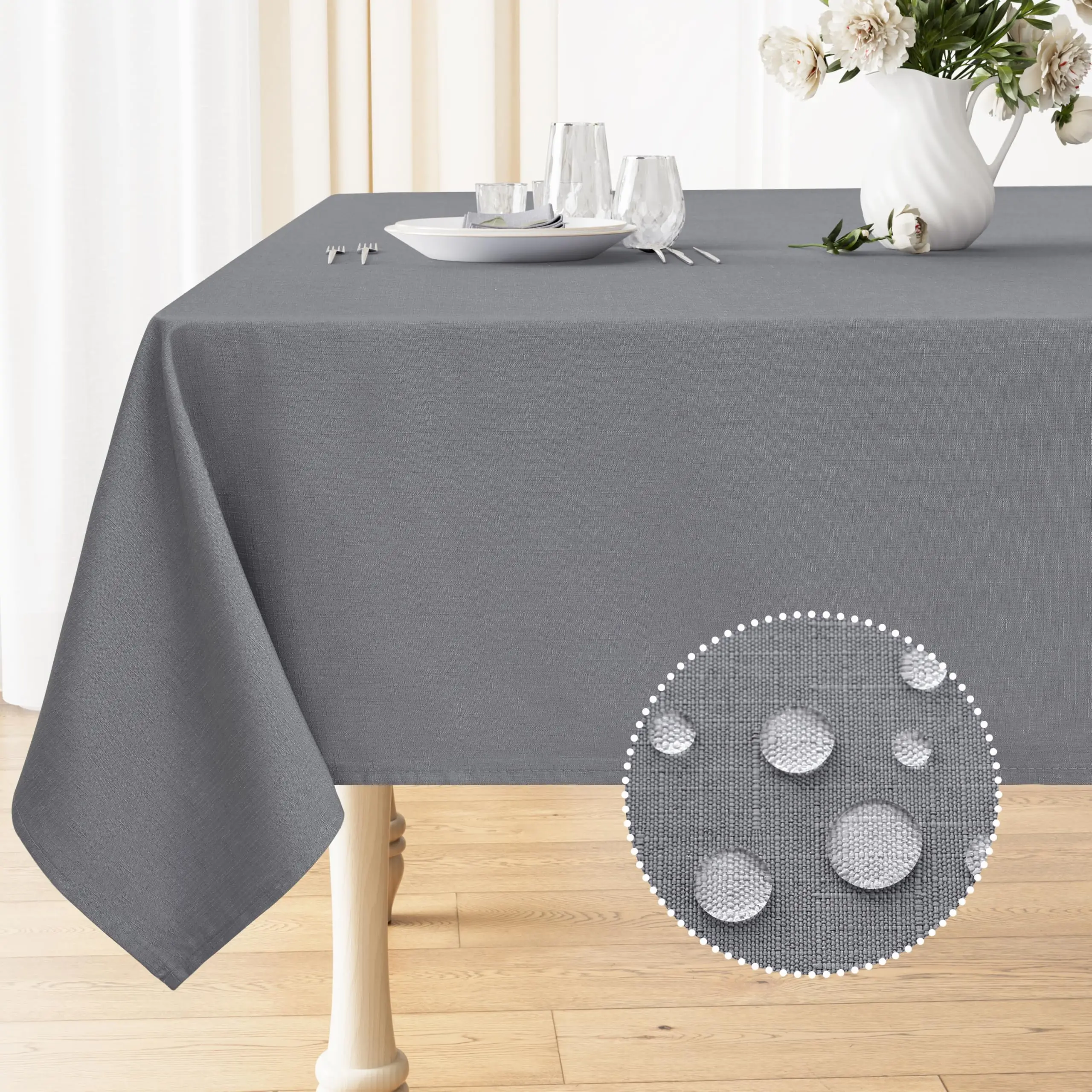 Olanly-mantel rectangular de lino sintético, mantel de tela impermeable y limpiable, cubierta de mesa lavable para cocina y comedor