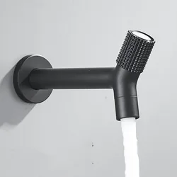 304 Stainless Steel Washing Machine Faucet Lengthened Black/Nickel Single Cooled Faucet Balcony Outdoor Bathroom Mop Pool Tap