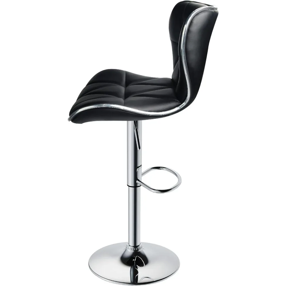 Ajustável PU Leather Bar Stool, fezes giratórias, acolchoadas com costas, Shell, conjunto de 2