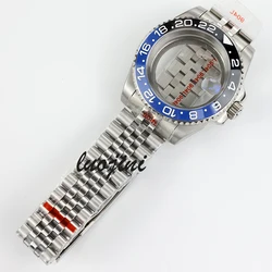 40mm Watch Case jubilee Bracelet Set Sapphire Crystal Glass For Seiko Nh35 Nh36 Movement 28.5mm dial SUB GMT YACHT-MASTER case