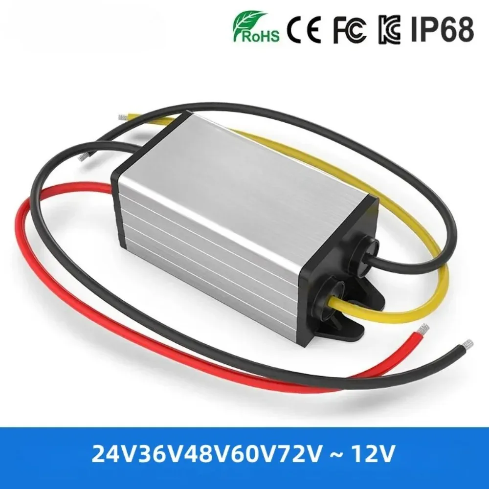 DC-DC Power Converter 12V 24V 36V 48V 60V 72V to 12V Step-Down Module DC Automotive Regulator Overload Protection Waterproof CE