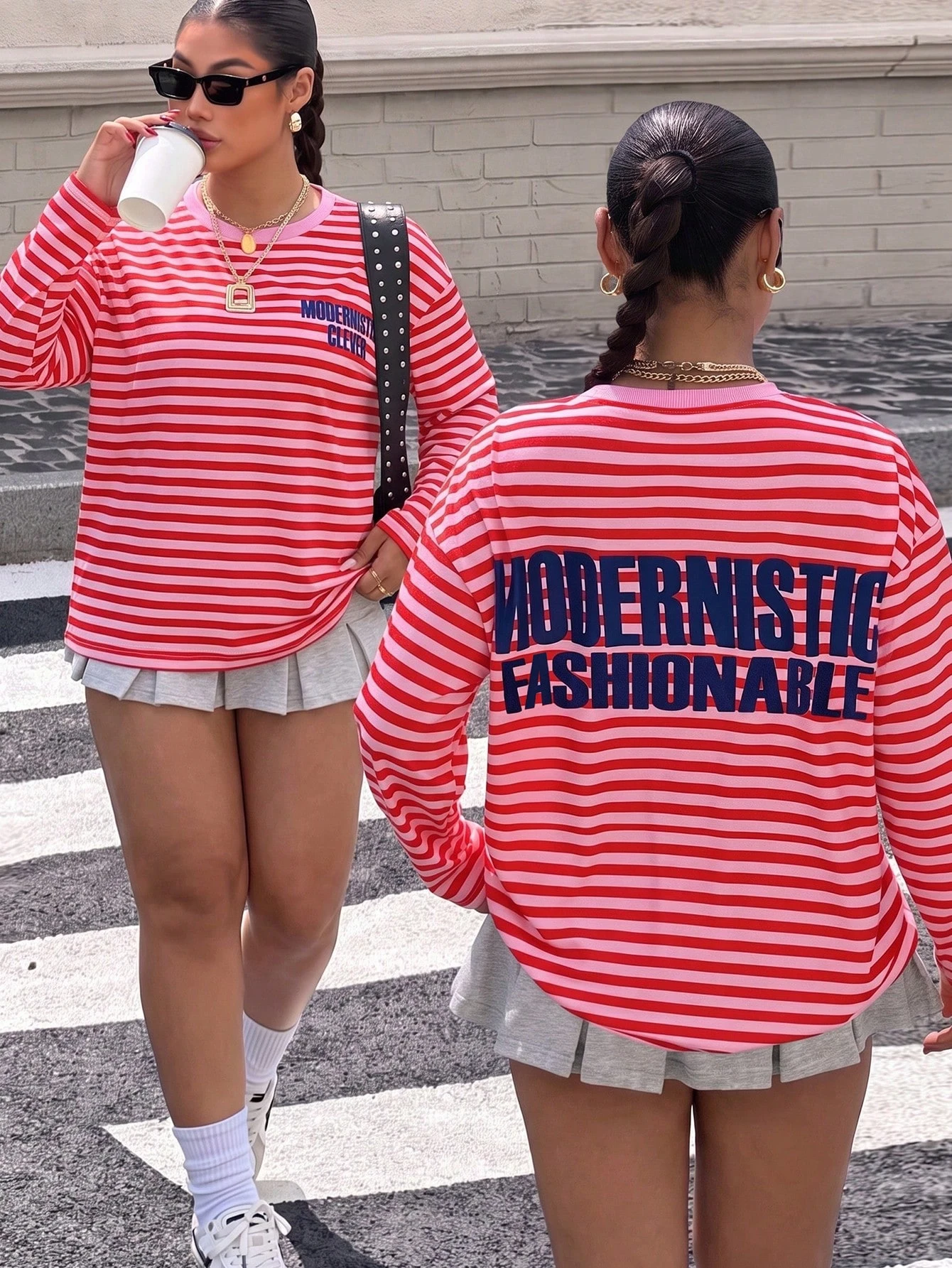 Retro-Klassisches Damen-Langarm-T-Shirt mit Leopardenmuster und 3D-Druck, Outdoor-Freizeitmode im Street-Style, Y2K-Stil – Detail 4