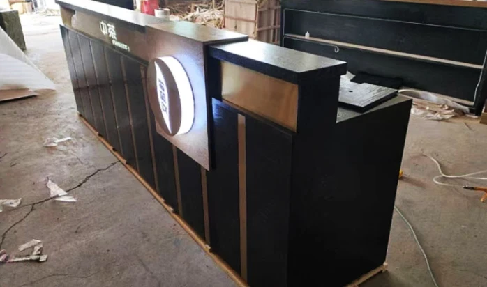 Custom Modern Reception Counter for Milk Tea Shop Commercial Furniture Boba Tea Shop Checkout Desk