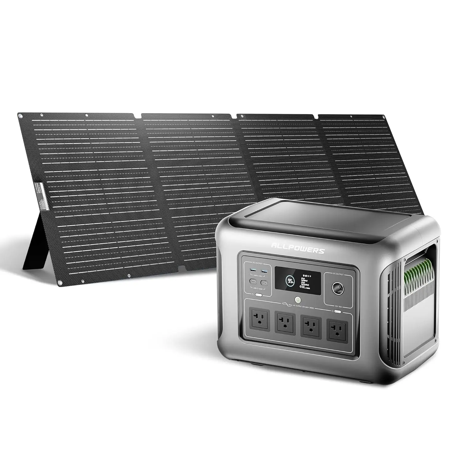 Solar Generator R1500 LITE with 200W Foldable Solar Panel,1056Wh Portable Power Station LiFePO4 (LFP) Battery,1600W, Customized