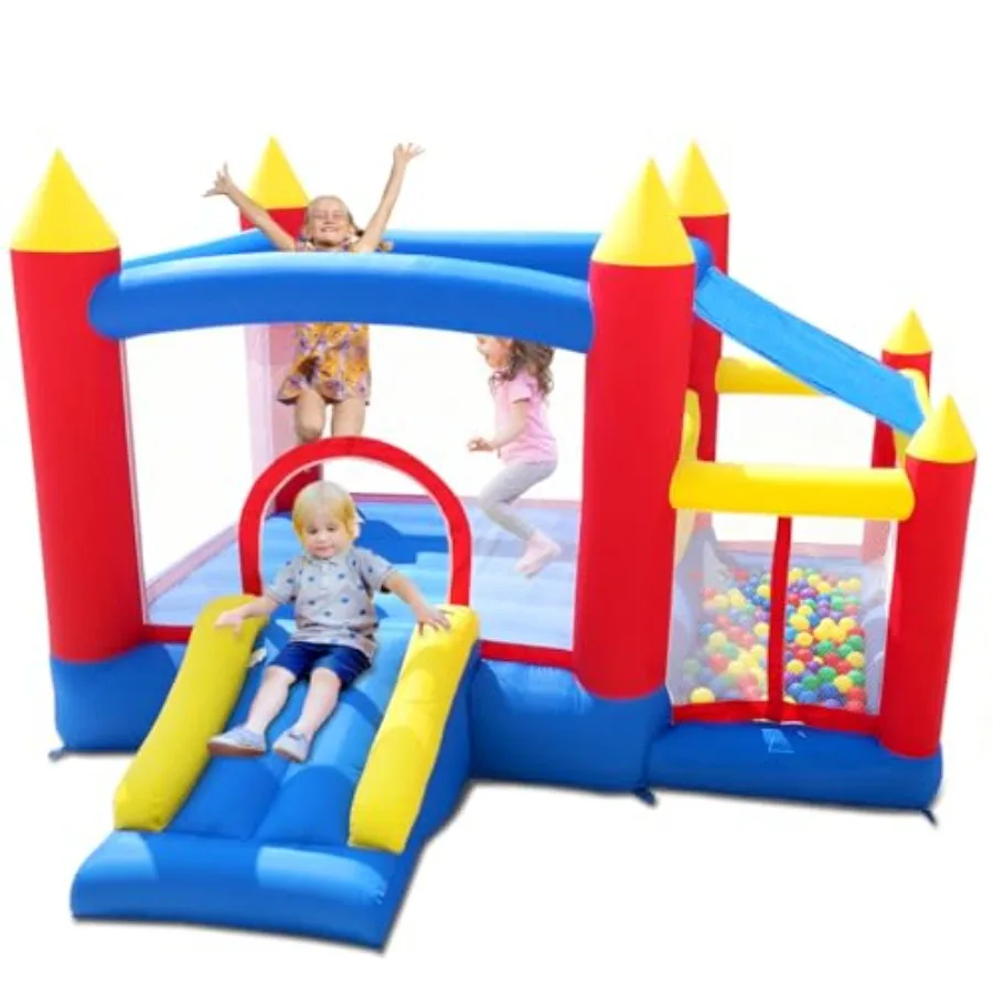 

Надувной батут с бассейном для шариков для детей 3-6 лет, надувной батут для дома с горкой, надувной замок с воздуходувкой, Bal