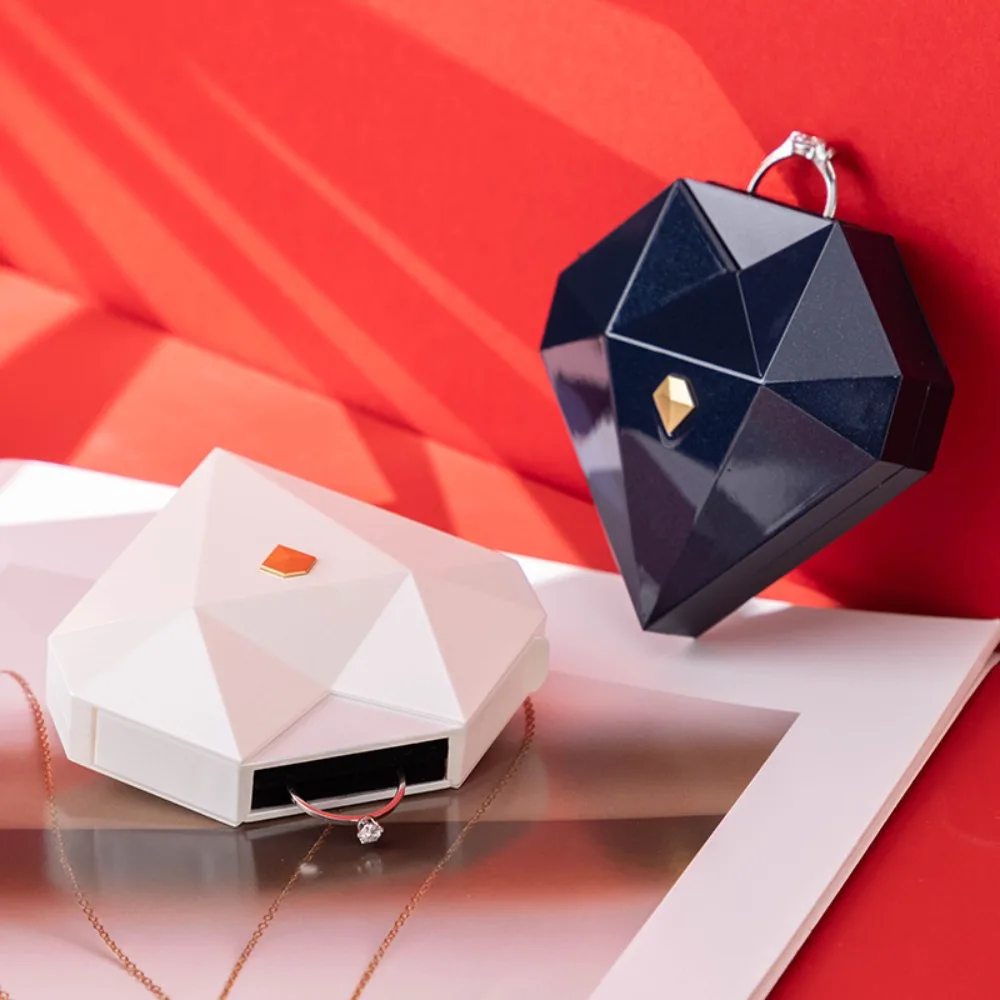 

Dustproof Proposal Ring Box Elegant Red Heart Diamond Ring Box Waterproof White Auto Pop Up Jewelry Box Wedding