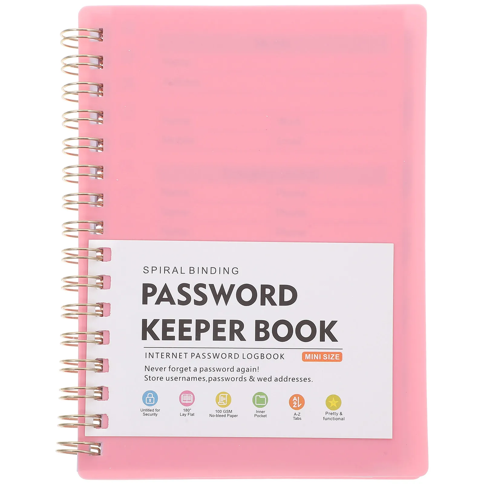 Portable A6 Password Book Alphabetical Index Convenient Password Recording Notepad for Websites Addresses Design