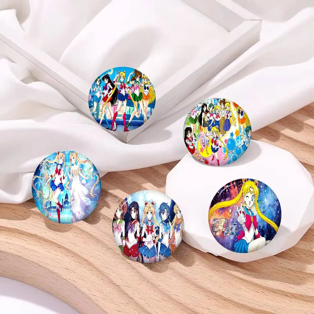 Magical Girl Anime S-Sailor M-Moon Soft Button Pin Bright Printed Icon Gift For Friends Badge Collar Brooch Lapel Pin Metal