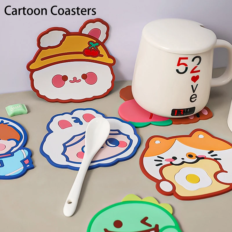 Cartoon Non-slip Silicone Coaster Cup Holder Mat Coffee Tea Hot Drink Cup Mat Coasters Insulated Pad Placemat For Kitchen