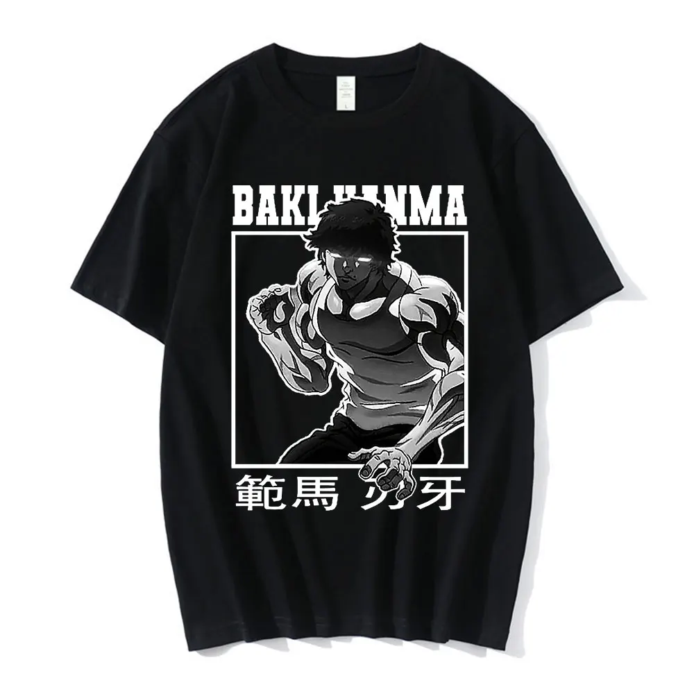 Japanese Anime Baki The Grappler T-shirt Manga Hanma Yujiro Short Sleeve T-shirts Oversized Cotton Casual Tee Shirt Streetwear