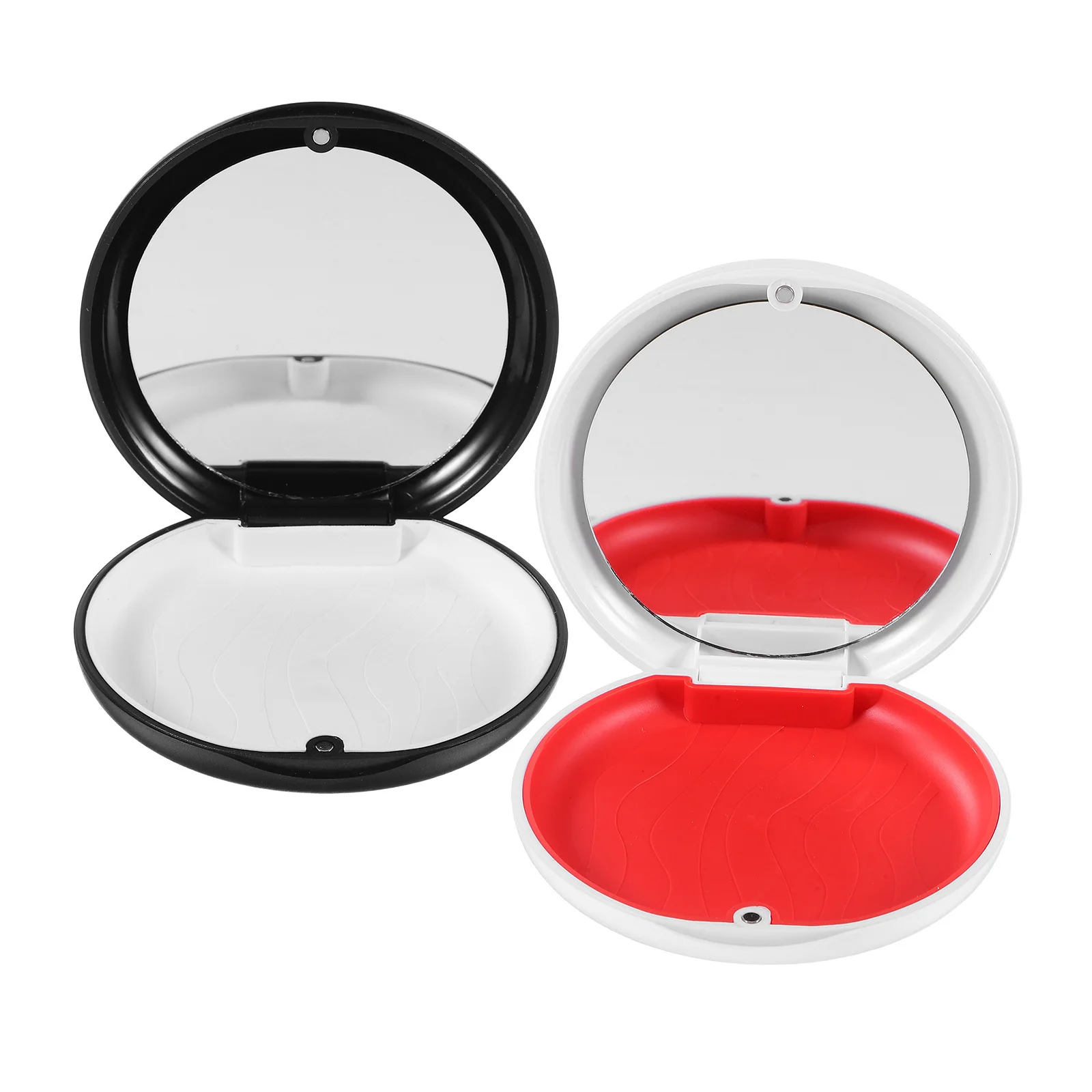 

2Pcs Retainer Case with Mirror Built-in Portable Denture Keeper Case Slim Magnetic Closure for Clear Aligners Braces Travel