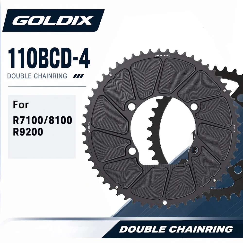 Chainring 110 Bcd 0mm Offset for Shimano 105 R7100 R8100 R9200 110bcd Double 4 Bolt Star 50 34 52 36t 54 40 Aero 2x Black Plate