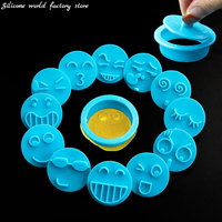 Silicone World 13PCS Set Baking Tools Smiling Face Cookie Molds Plastic Expression Embossing Mold DIY Flipping Sugar Cake Mold