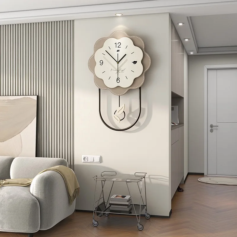 

Watch living room high-end Feel Cream Style Flower Decoration Personalized and Creative Clock Hanging On the Wall for Home use